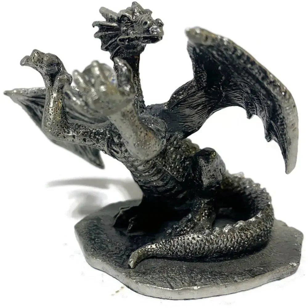 Excalibur Casino Pewter Dragon Figurine With Crystal Ball 3